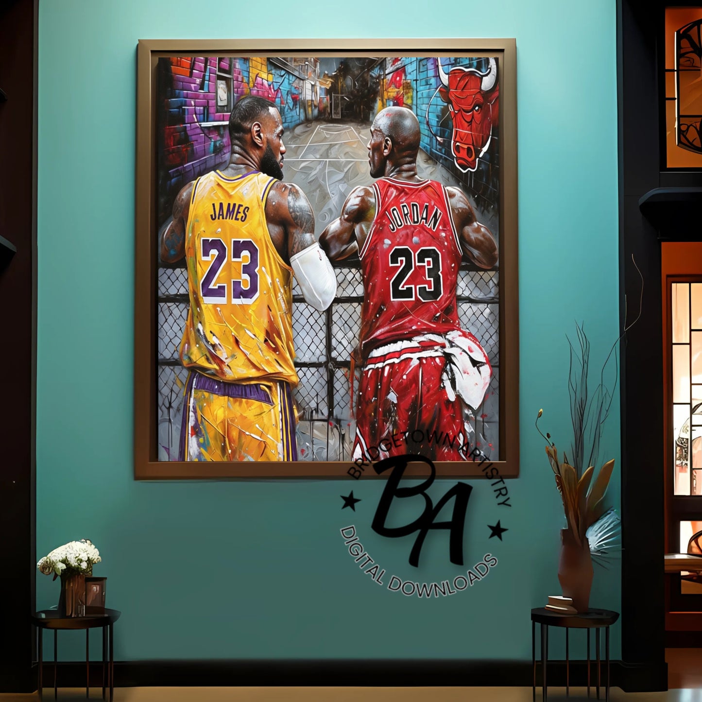 Michael Jordan & LeBron James Graffiti Street Wall Art [ Digital Download ]