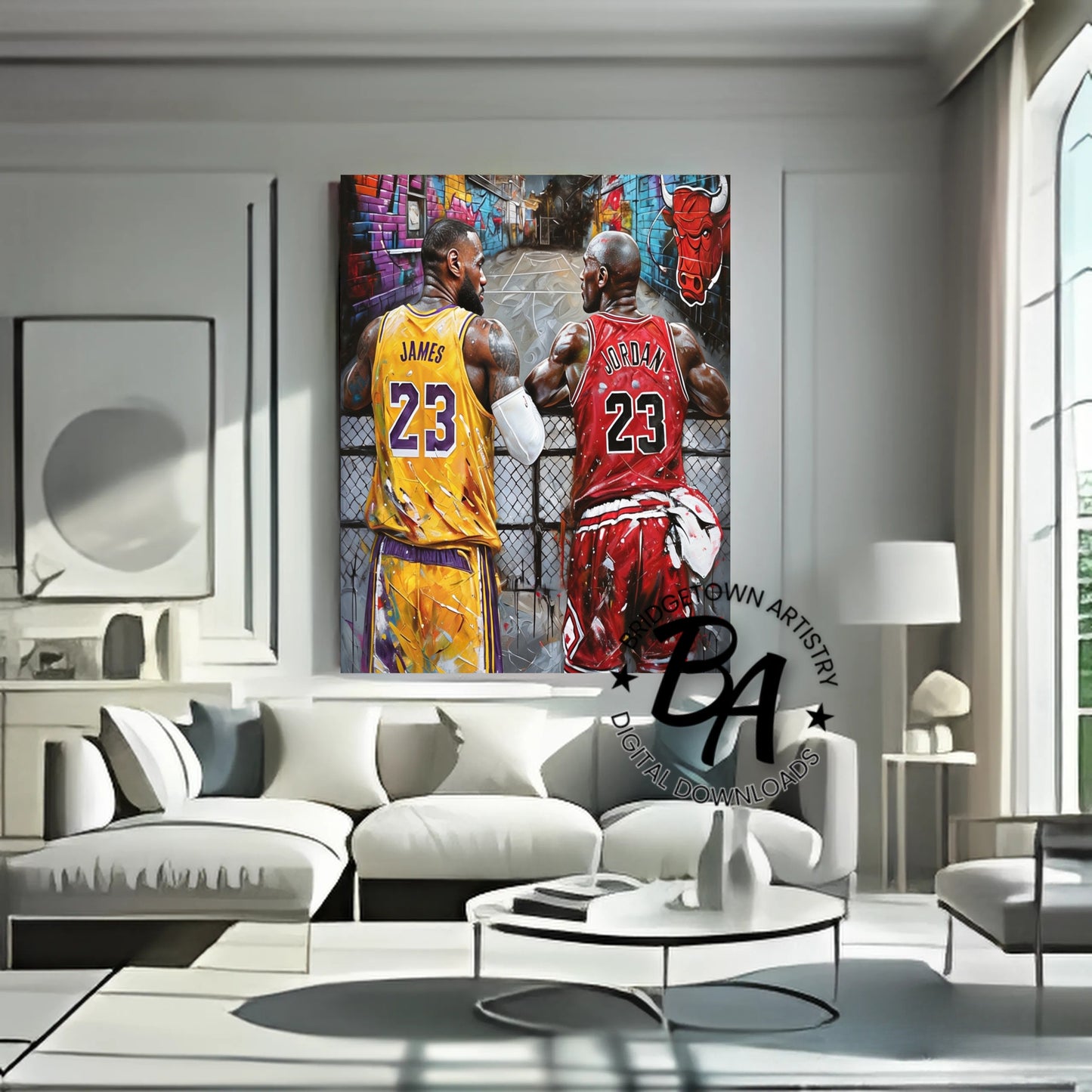 Michael Jordan & LeBron James Graffiti Street Wall Art [ Digital Download ]