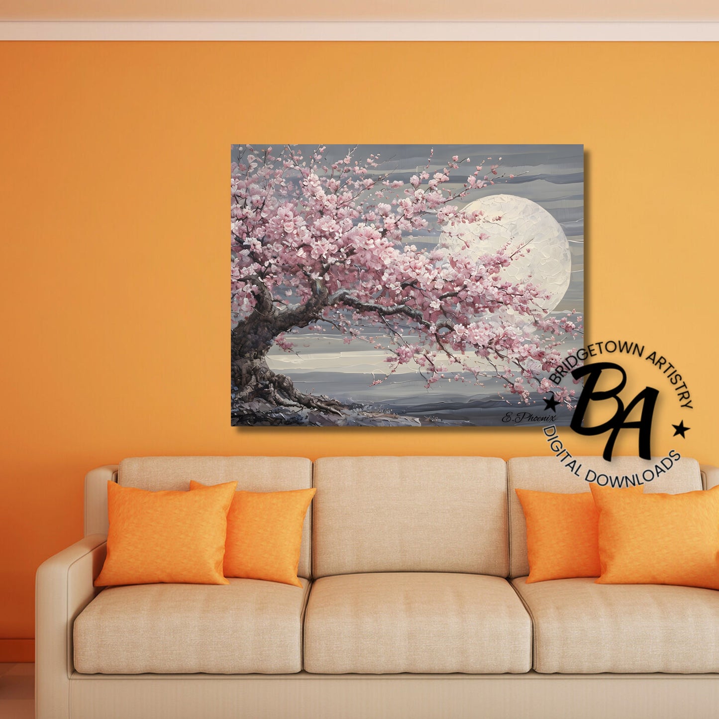 Moon Cherry Blossom Tree Wall Art {Digital Download}